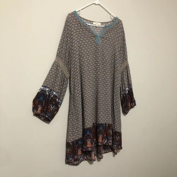 Umgee + Mixed Boho Print Dress Size 1XL (B) - Picture 3 of 5